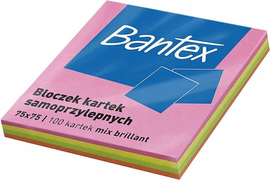 Bantex Selbstklebende Notizblöcke 75x75mm Farbmix X 100 Stück