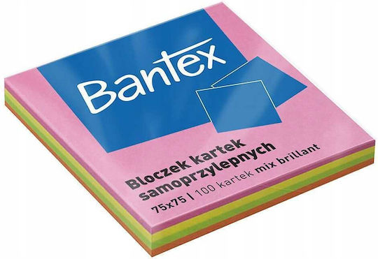 Bantex Selbstklebende Notizblöcke 75x75mm Farbmix X 100 Stück
