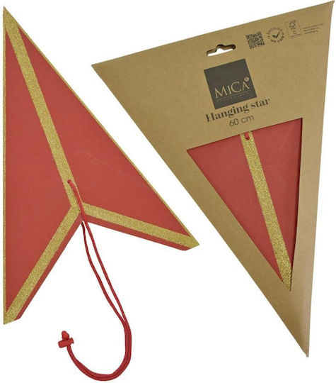 Mica Christmas Decorative Pendant Star Illuminated Paper Red 18x60cm