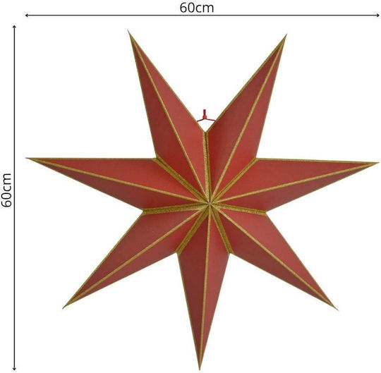 Mica Christmas Decorative Pendant Star Illuminated Paper Red 18x60cm
