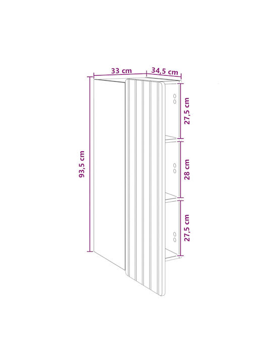Ντουλάπι Κρεμαστό Γκρι 33x34.5x94εκ.