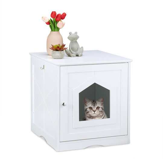 Relaxdays Toaletă Pentru Pisici Albă M52 x L48 x Î53cm