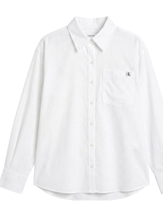 Long Sleeve Women's Denim Shirt White