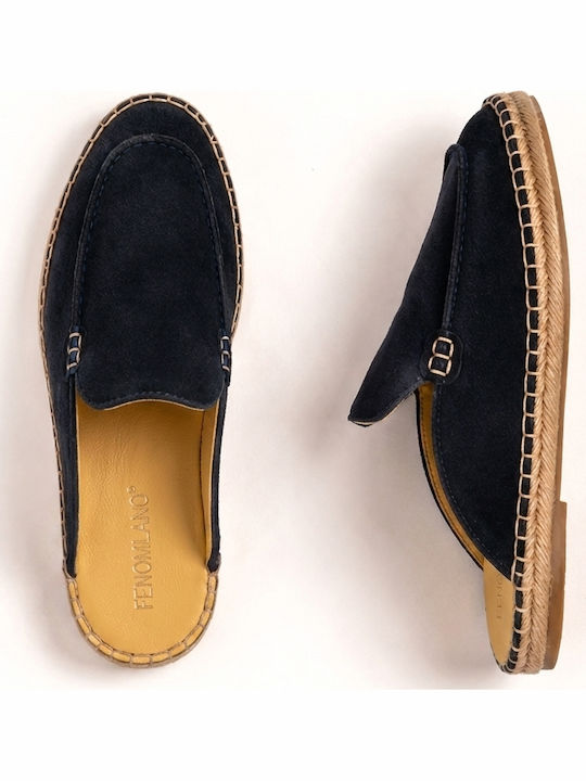 Leather Men's Espadrilles in Blue Colour