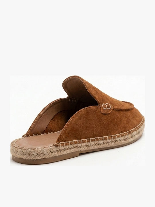 Leather Men's Espadrilles in Tabac Brown Colour