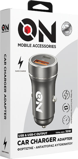 Auto Gs Φορτιστής Αυτοκινήτου με Θύρες: 1xUSB 1xType-C