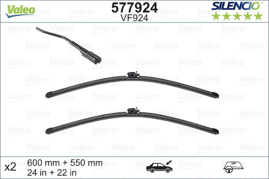Set de 2 lame de ștergătoare față Valeo Silencio Xtrm 600/550mm Mercedes AMG GT X290 CLS C257 E A238 E All-terrain S213 E C238 E T-model S213 E W213 01.16