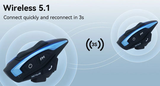 Retevis EZTalk 3A Single Motorcycle Communication System for Helmet with Bluetooth
