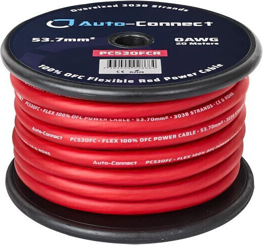 Pc53ofcr Pure Ofc 53.7mm² 20m Power Wire Auto Connect Red Sold By Meter