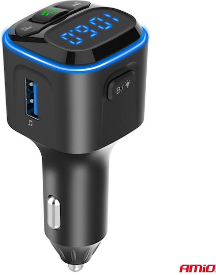 AMiO Car FM Transmitter with MicroSD Type-C USB Bluetooth