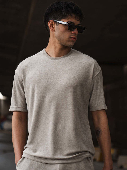 Kurzarm Herrenbluse Beige