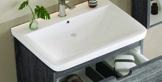 Gloria Set-0277 Badezimmer Waschtisch-Einheit mit Waschbecken Grau