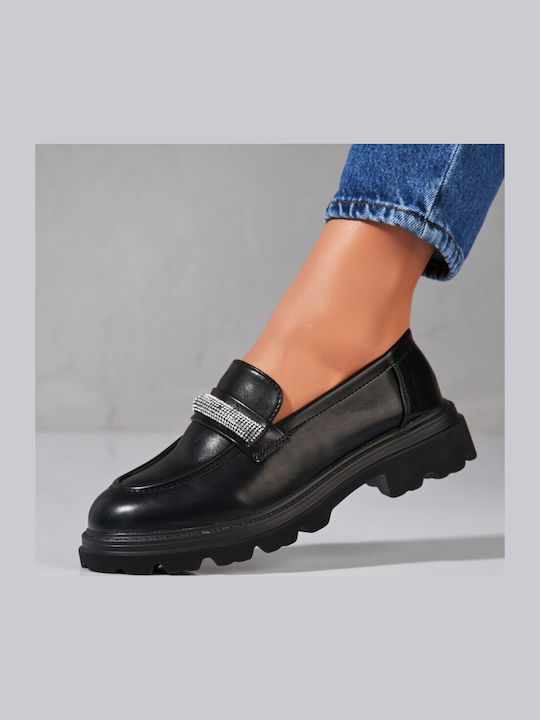 Mocasini Dama Din Piele În Culoare Neagră