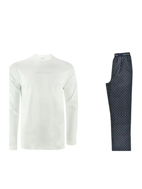 Calvin Klein Men's Winter Pajamas Set Classic White