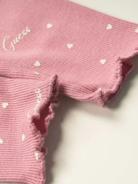 Guess Baby Bodysuit Set Long-Sleeved with Pants Pink 2pcs
