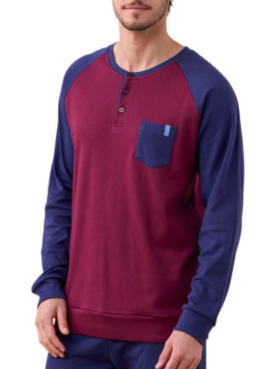 Noidinotte Men's Winter Pajamas Set Bordeaux