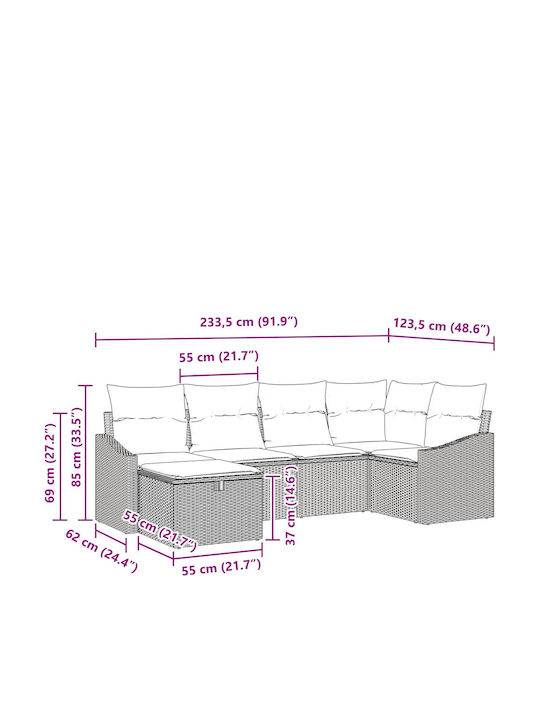 Canapea De Colț Pentru Exterior Din Rattan Cu Perne