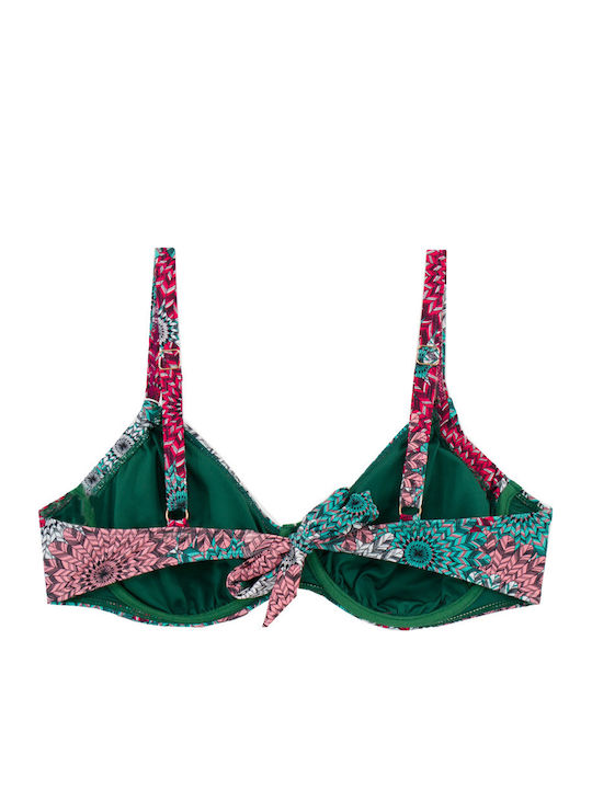 Plus Size Women's Bikini Set Underwire Adjustable Cups Flexfit Green