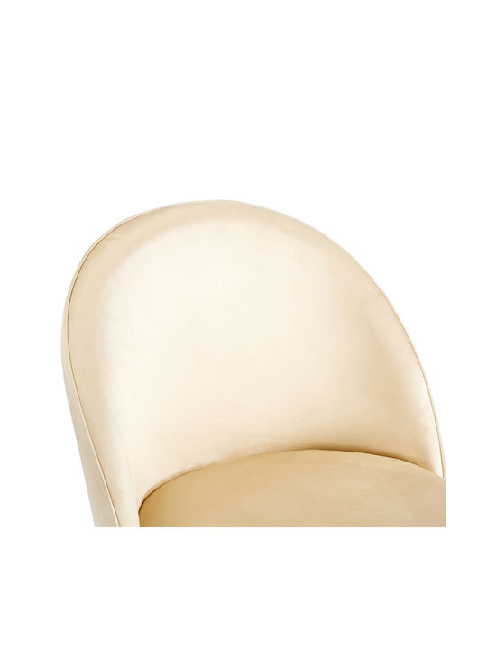 Bar Stool with Backrest Upholstered in Velvet Perch Cream 50x43x99cm