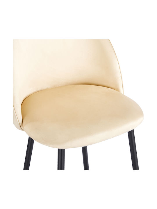 Bar Stool with Backrest Upholstered in Velvet Perch Cream 50x43x99cm