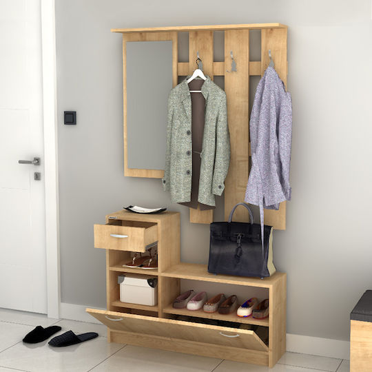 Raynold Hallway Furniture with Hanger Natural Beech 100x30x180cm Raynold Hallway Furniture with Hanger Natural Beech 100x30x180cm
