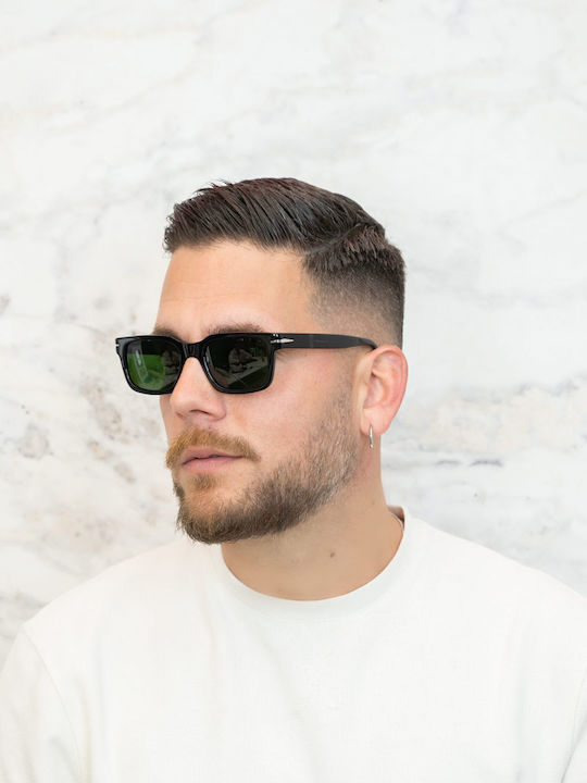 Hoffman Unisex Sunglasses with Black Frame and Green Lens HF8414 C2