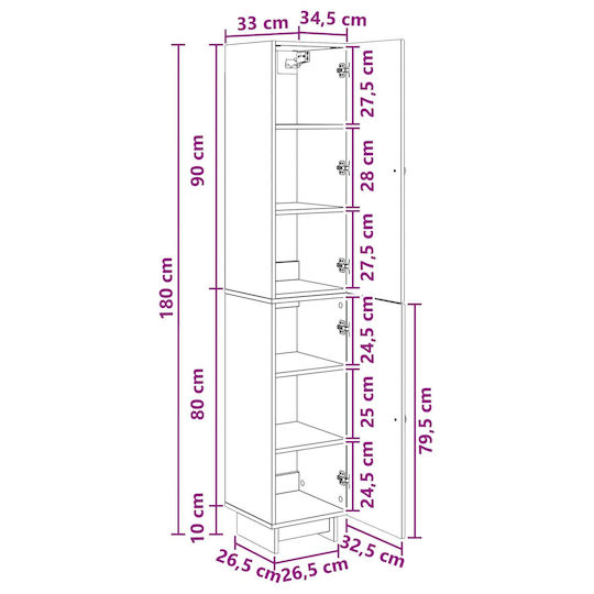 vidaXL Стая Баня Подова Колона 34.5x33x90см Кафява