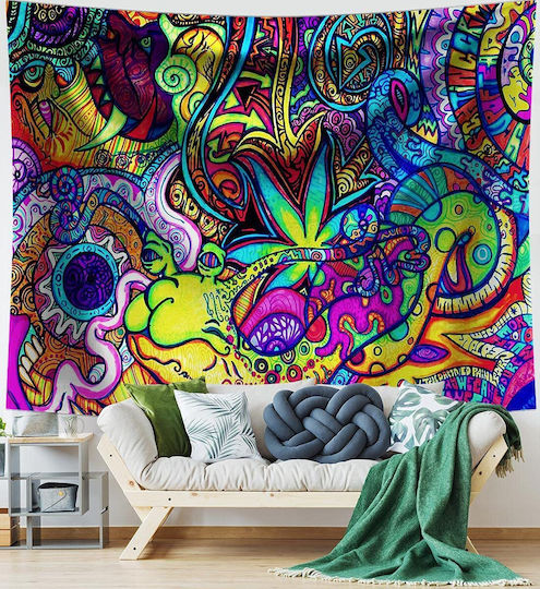 FRIPIA Wandbehang Handgefertigt Bunt aus Stoff 150x130cm