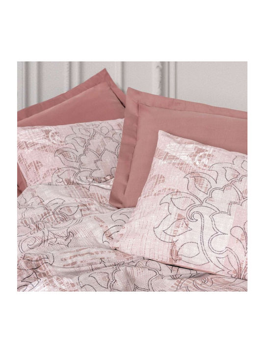 Cottonbox Set Huse Pentru Pilote 100% Bumbac 200x220cm Dublu Cu 2 Fețe De Pernă & 1 Cearceaf Roz