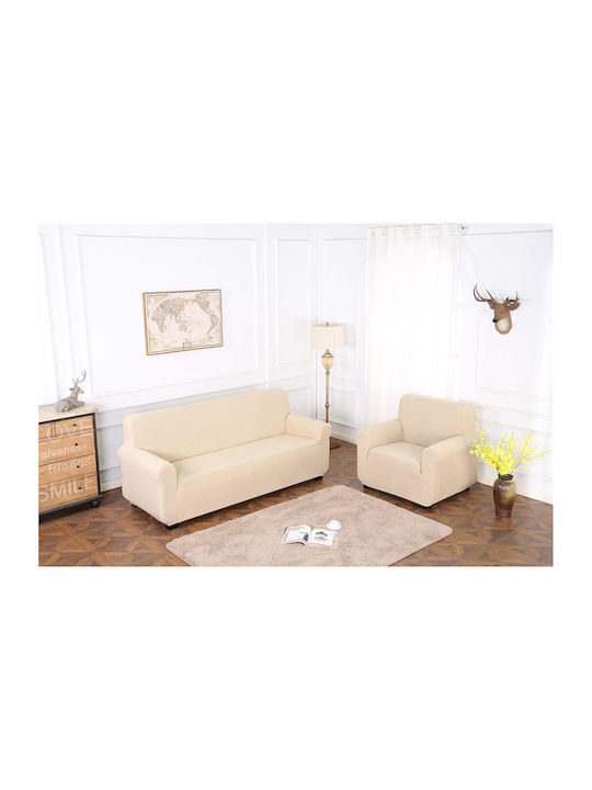Elastische Abdeckung Für Vier-Sitzer-Sofa Beige