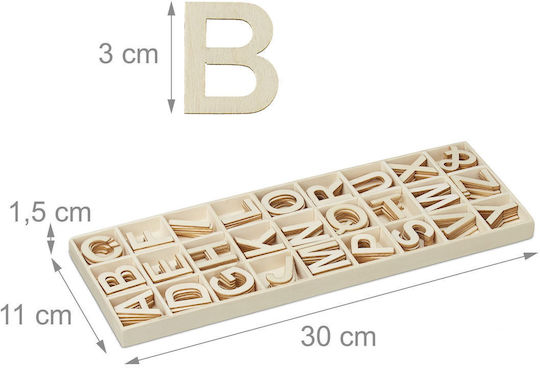 Relaxdays Set Litere Din Lemn 162 Piese Bej 1.5x30x11 Cm