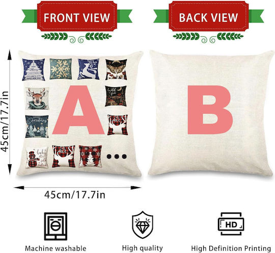 Weihnachtsdekorative Kissenbezüge Set 4 Stück 45x45 cm