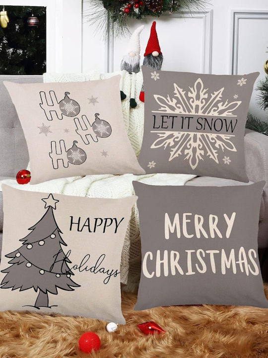 Weihnachtsdekorative Kissenbezüge Set 4 Stück 45x45 cm