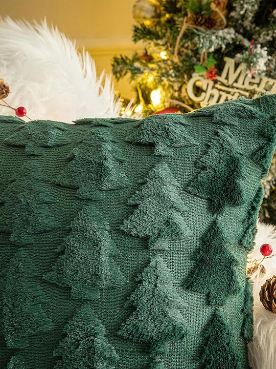 Set 2 Velvet Decorative Christmas Pillowcases Christmas Trees 50x50 Cm