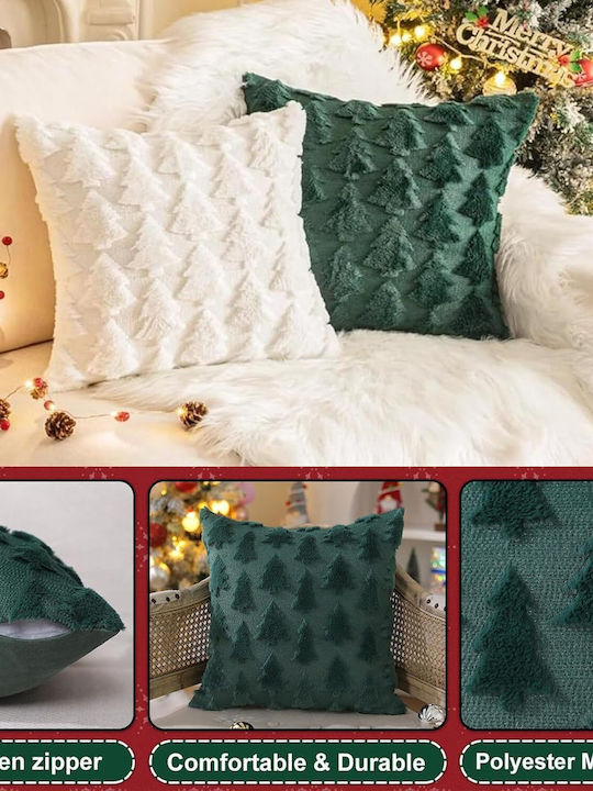 Set 2 Velvet Decorative Christmas Pillowcases Christmas Trees 50x50 Cm