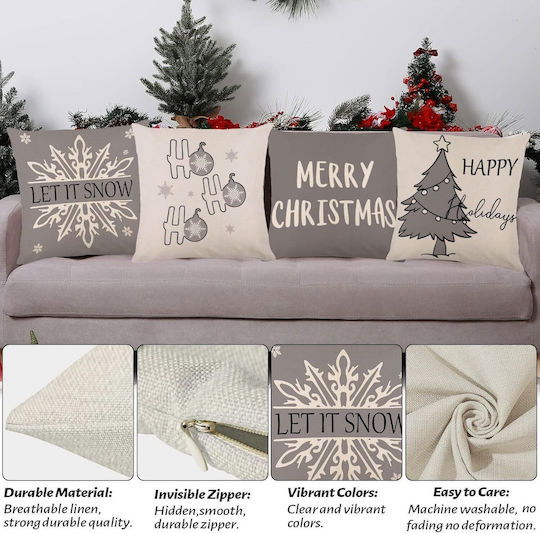 Christmas Velvet Pillowcases 50x50 Cm Set 4 Red