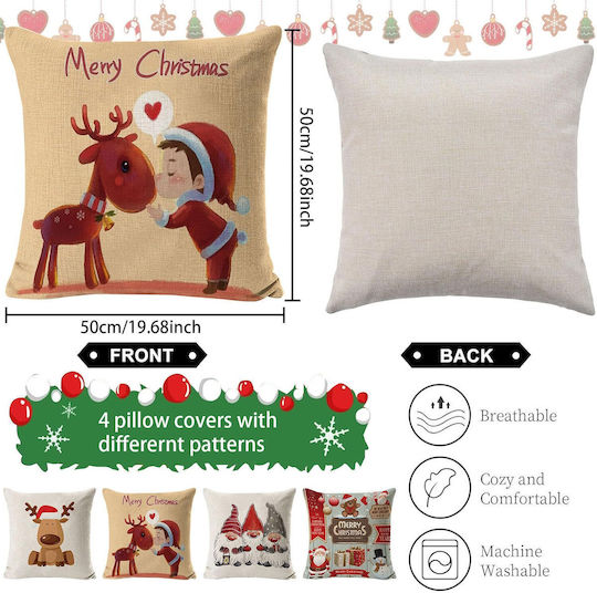 Weihnachtsdekorative Kissenbezüge Set 4 Stück 50x50 cm