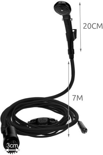 Zola Duș Portabil Auto 12v Pompă Electrică Debit Reglabil 3.5 L Min Cablu 7 M Suport Cu Ventuză Camping Rulotă Activități În Aer Liber