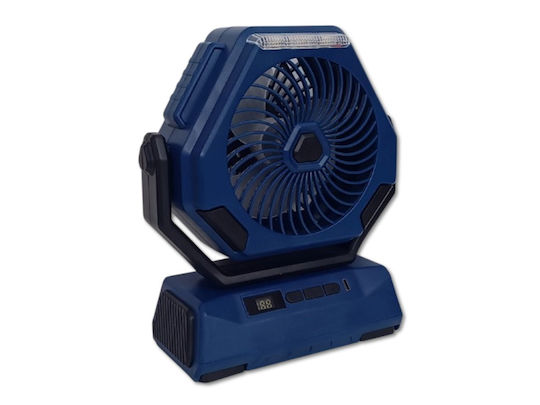 Ventilator Portabil Lanternă Led Afișaj Digital Usb Reîncărcabil Ideal Camping Pescuit Albastru Negru
