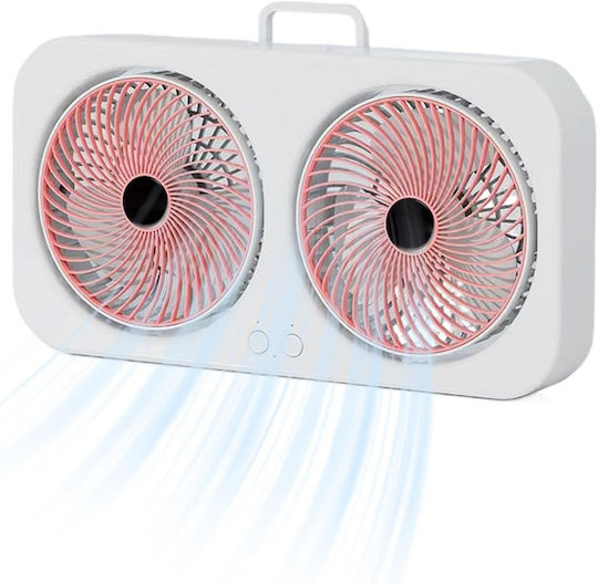 Ventilator Portabil De Birou Ventilatoare Duble USB Reîncărcabil 3 Viteze Design Compact Alb Roz Pentru Casă Birou