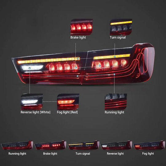 Taillights Set Bmw 3 G20 18-22 Sedan Laser Look Red Crystal Vland