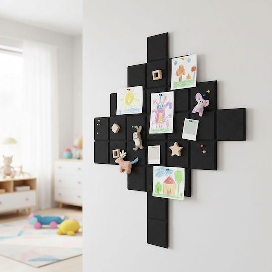 Relaxdays 12x Perne Autoadezive din Fetru Pătrate Negre 10x30x30 Cm
