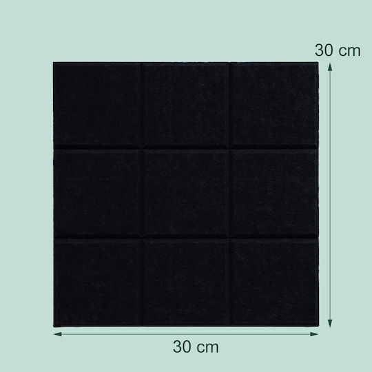 Relaxdays 12x Perne Autoadezive din Fetru Pătrate Negre 10x30x30 Cm