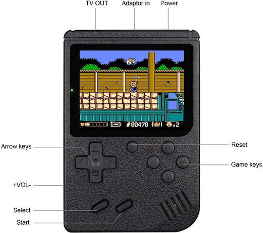 Techkidz Consolă Emulator 400 Jocuri Model Retro Negru