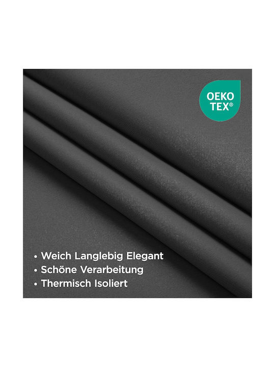 Joydeco Set Blackout Curtains with Tab Top Dark Gray 140x225cm