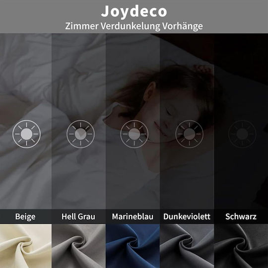Joydeco Σετ Κουρτίνες Συσκότισης με Τιράντες Gray 132x210εκ.