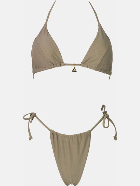 Set Bikini Dreieck Beiges Dunkel