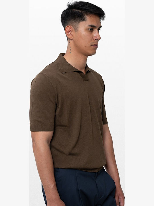 Polo Kurzarm Bluse Braun