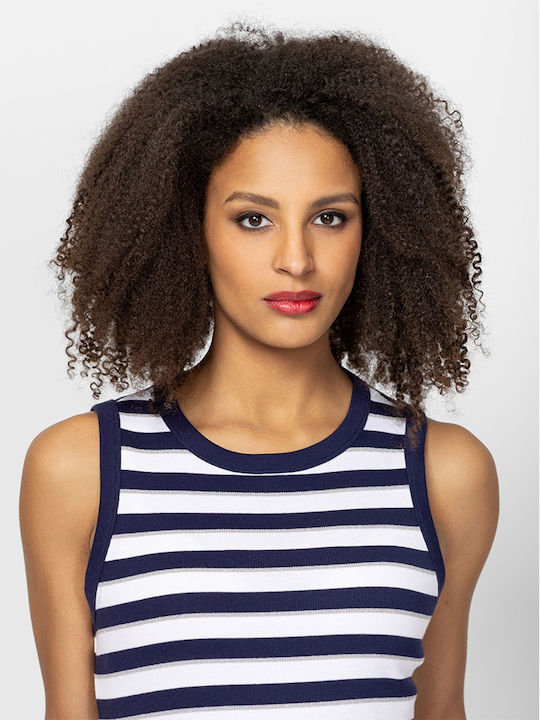 Women's Sleeveless Striped Blue Blouse