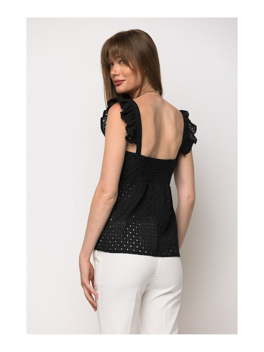 Women's Blouse with Spaghetti Straps White